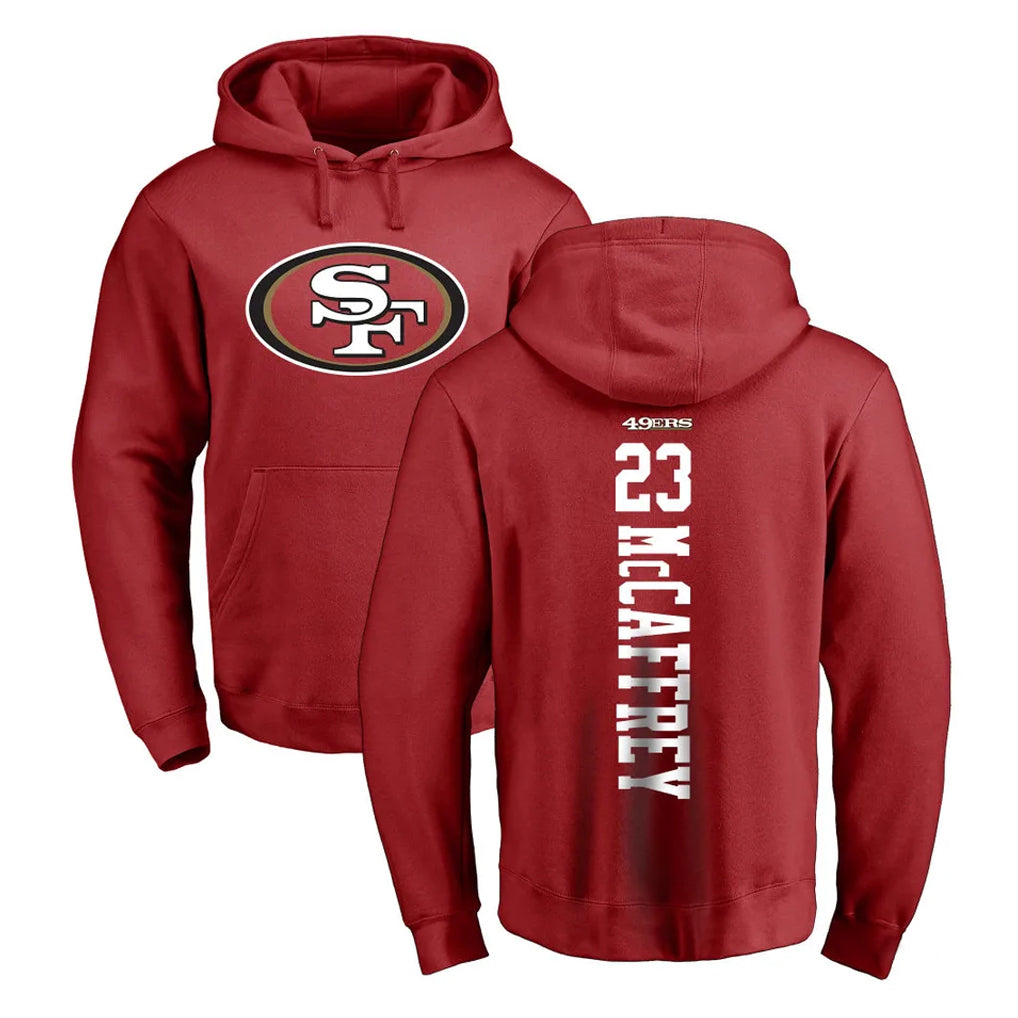 Tuec SF.49ers #23 Christian McCaffrey Player Red LOGO Pullover Hoodies Home Game Stitched Jerseys
