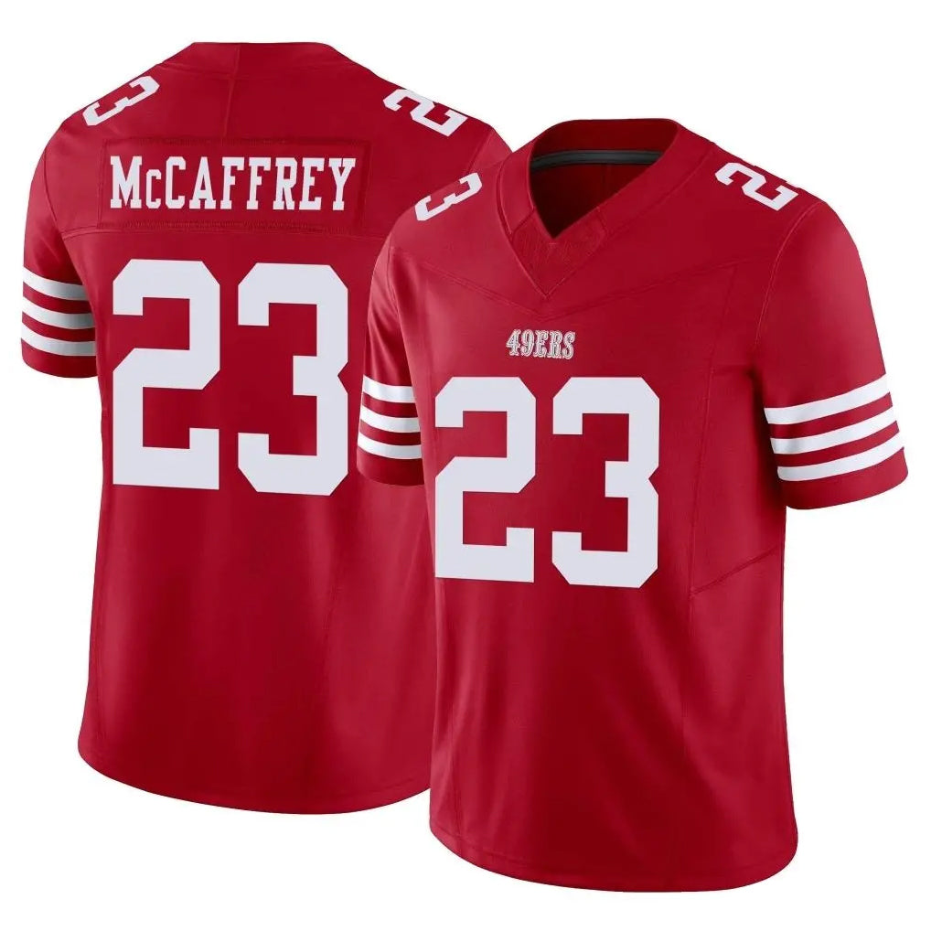 Tuec SF.49ers #23 Christian McCaffrey Player Red Limited Vapor F.U.S.E. Home Game Stitched Jerseys