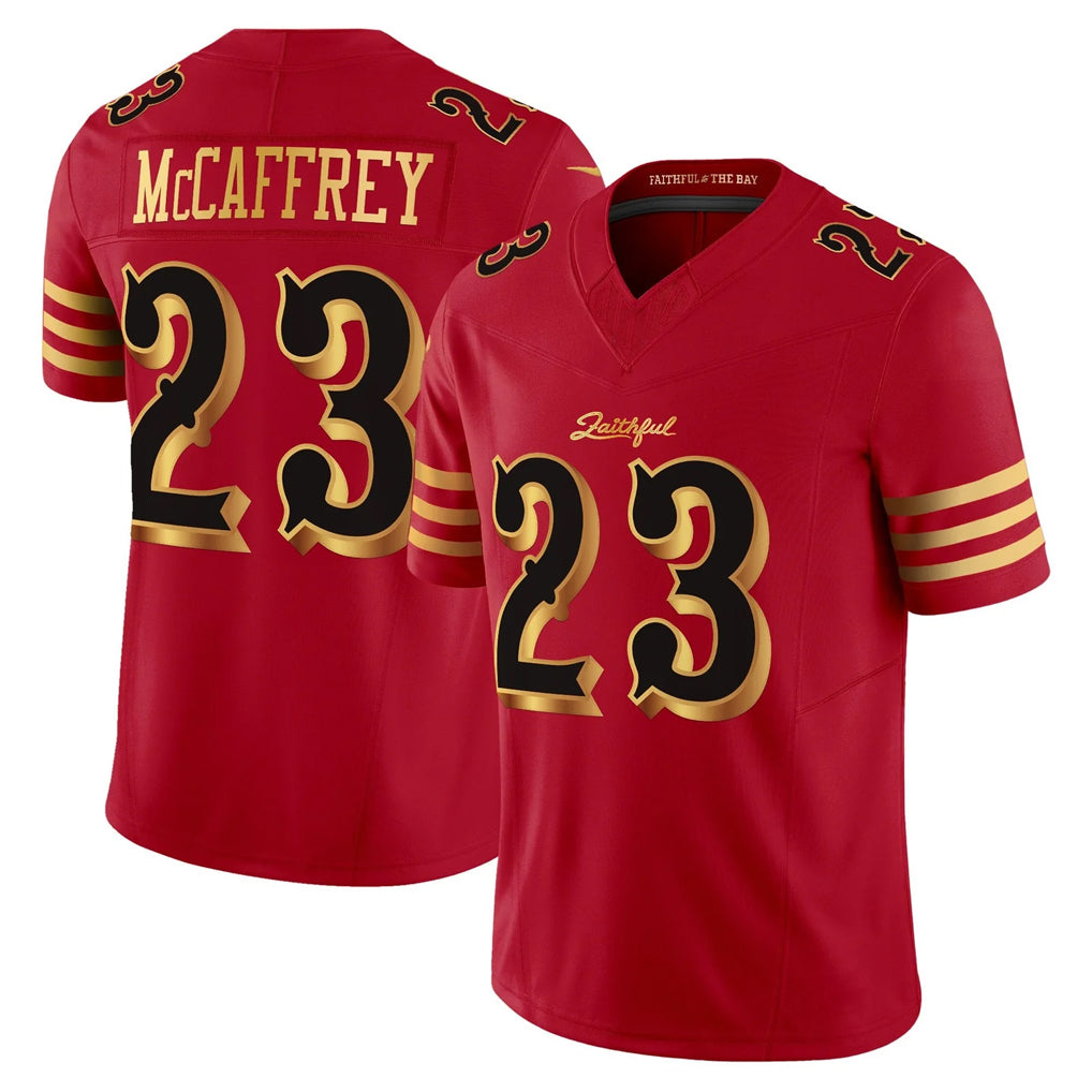 Tuec SF.49ers #23 Christian McCaffrey Player Red Rivalries Vapor Limited Home Game Stitched Jerseys