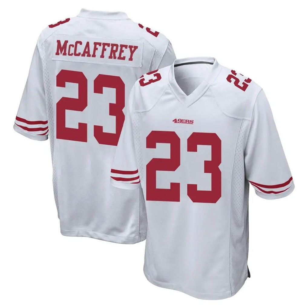 Tuec SF.49ers #23 Christian McCaffrey Player White Home Game Stitched Jerseys