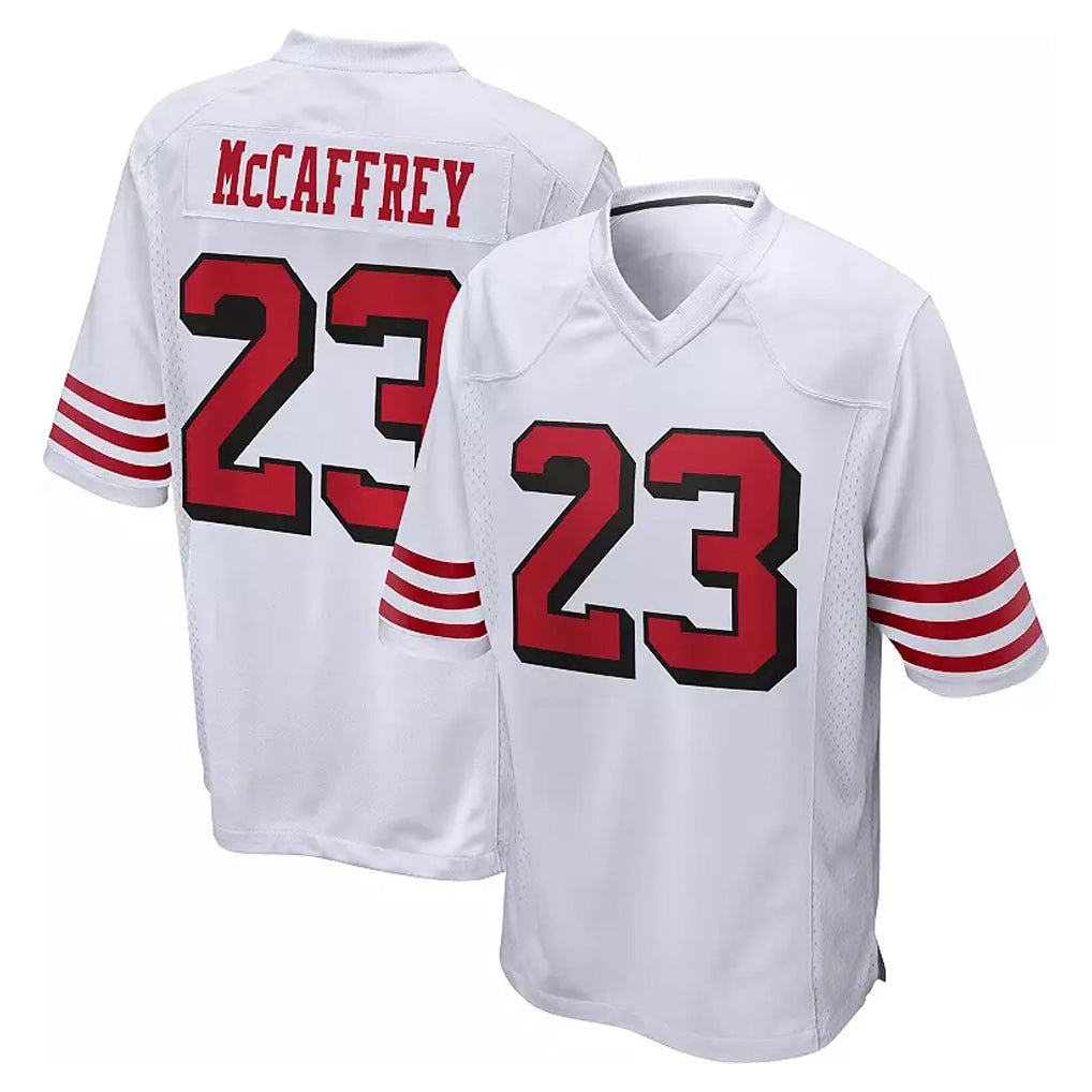 Tuec SF.49ers #23 Christian McCaffrey Player White Limited Home Game Stitched Jerseys