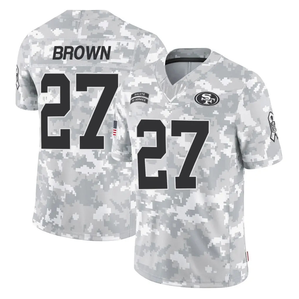 Tuec SF.49ers #27 Ji'Ayir Brown Player Arctic Camo Limited Salute To Service Home Game Stitched Jerseys