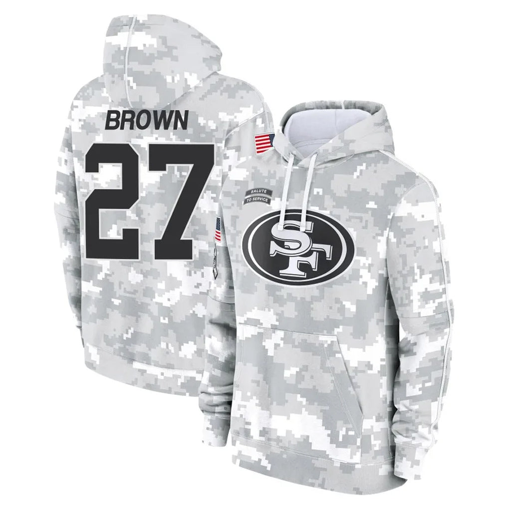 Tuec SF.49ers #27 Ji'Ayir Brown Player Arctic Camo Limited Salute to Service Pullover Hoodies Game Stitched Jerseys