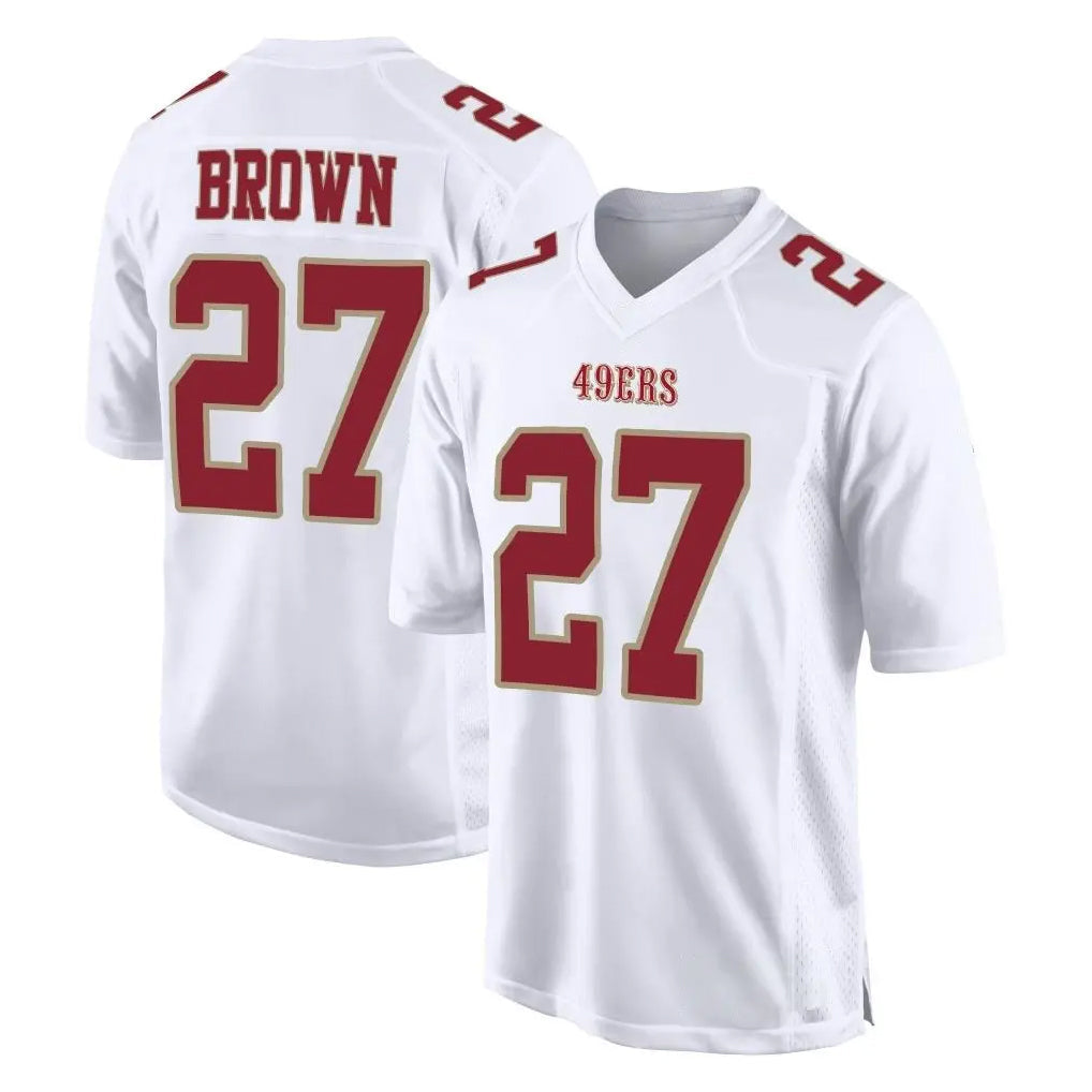 Tuec SF.49ers #27 Ji'Ayir Brown Player White Fashion Home Game Stitched Jerseys