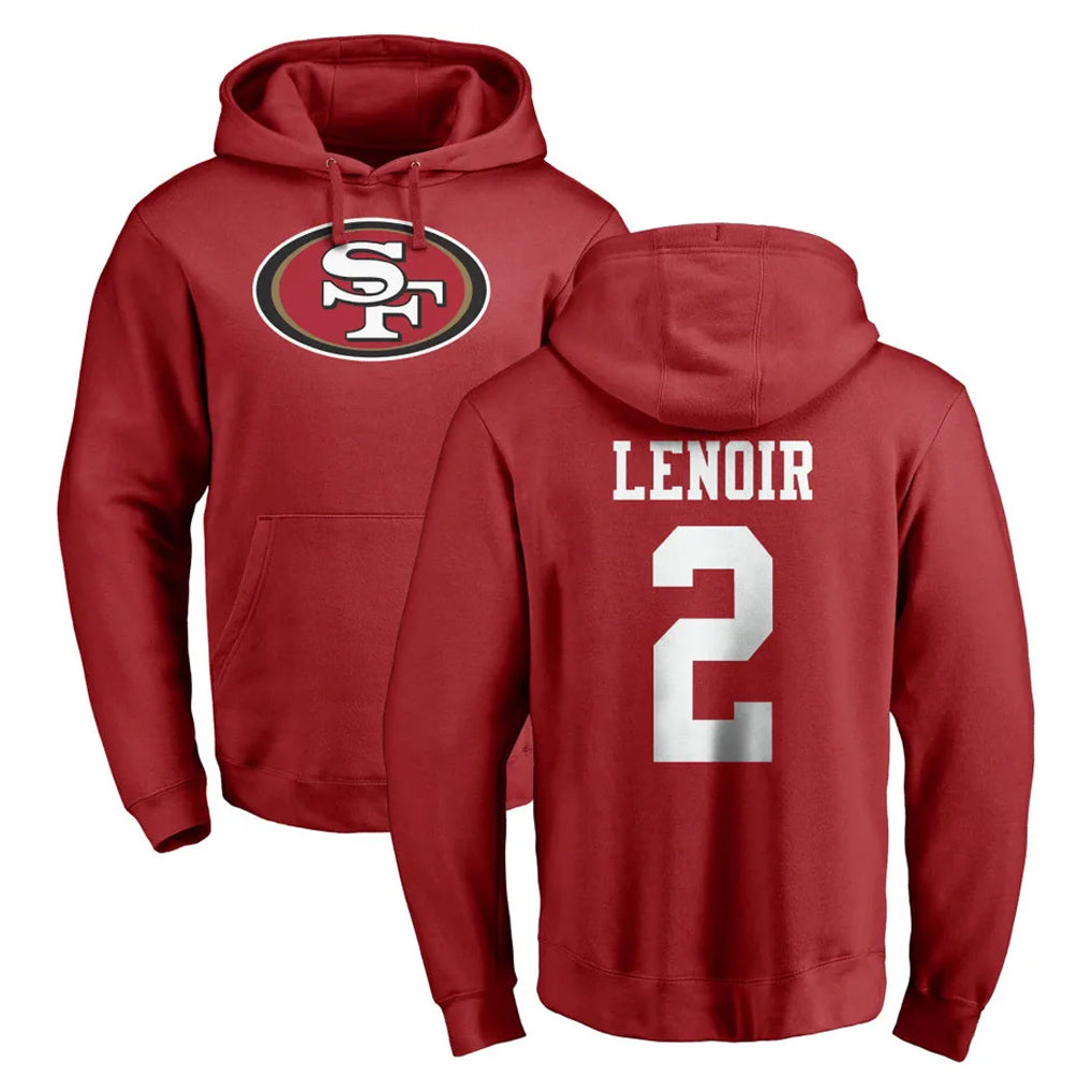Tuec SF.49ers #2 Deommodore Lenoir Player Red LOGO Pullover Hoodies Home Game Stitched Jerseys