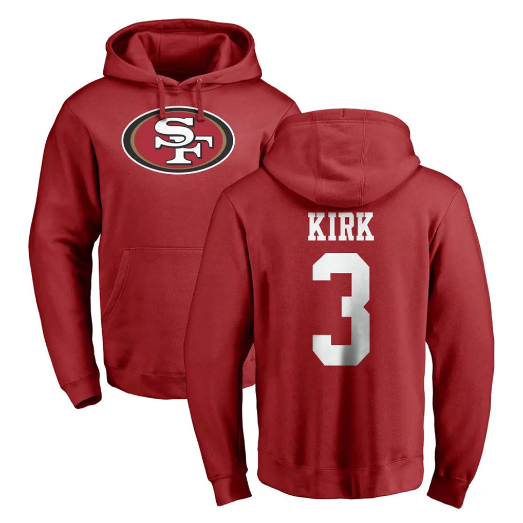Tuec SF.49ers #3 Christian Kirk Player Red LOGO Pullover Hoodies Home Game Stitched Jerseys
