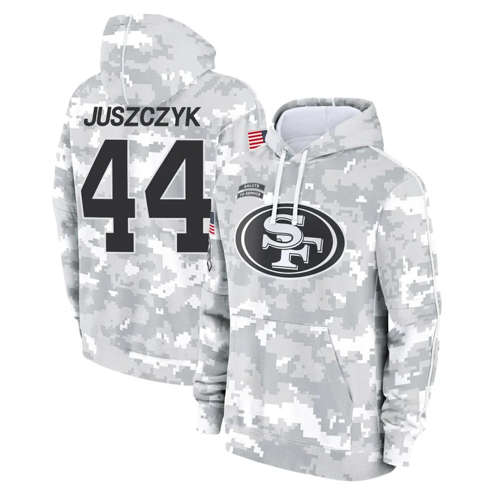 Tuec SF.49ers #44 Kyle Juszczyk Player Arctic Camo Limited Salute to Service Pullover Hoodies Game Stitched Jerseys