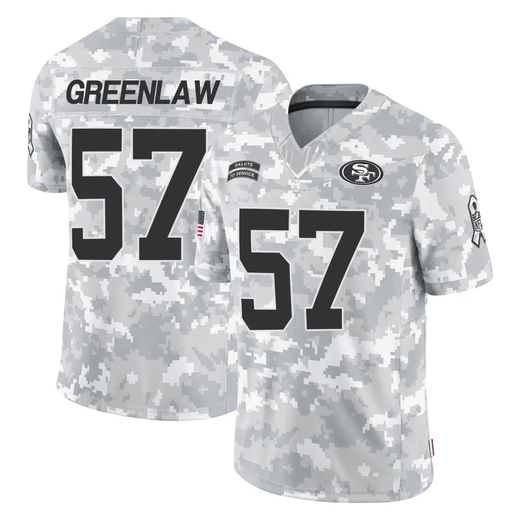 Tuec SF.49ers #57 Dre Greenlaw Player Arctic Camo Limited Salute To Service Home Game Stitched Jerseys