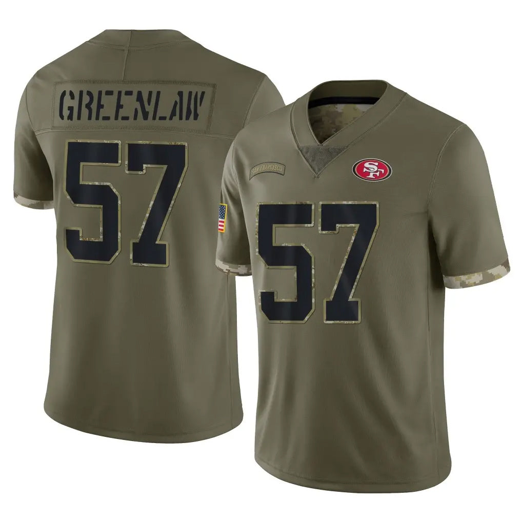 Tuec SF.49ers #57 Dre Greenlaw Player Olive Limited Salute To Service Home Game Stitched Jerseys