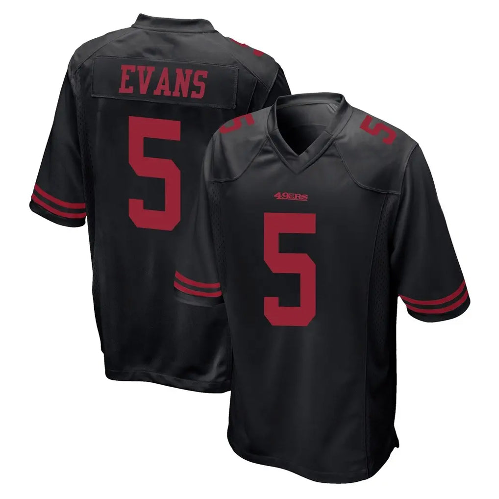 Tuec SF.49ers #5 Mike Evans Player Black Alternate Home Game Stitched Jerseys