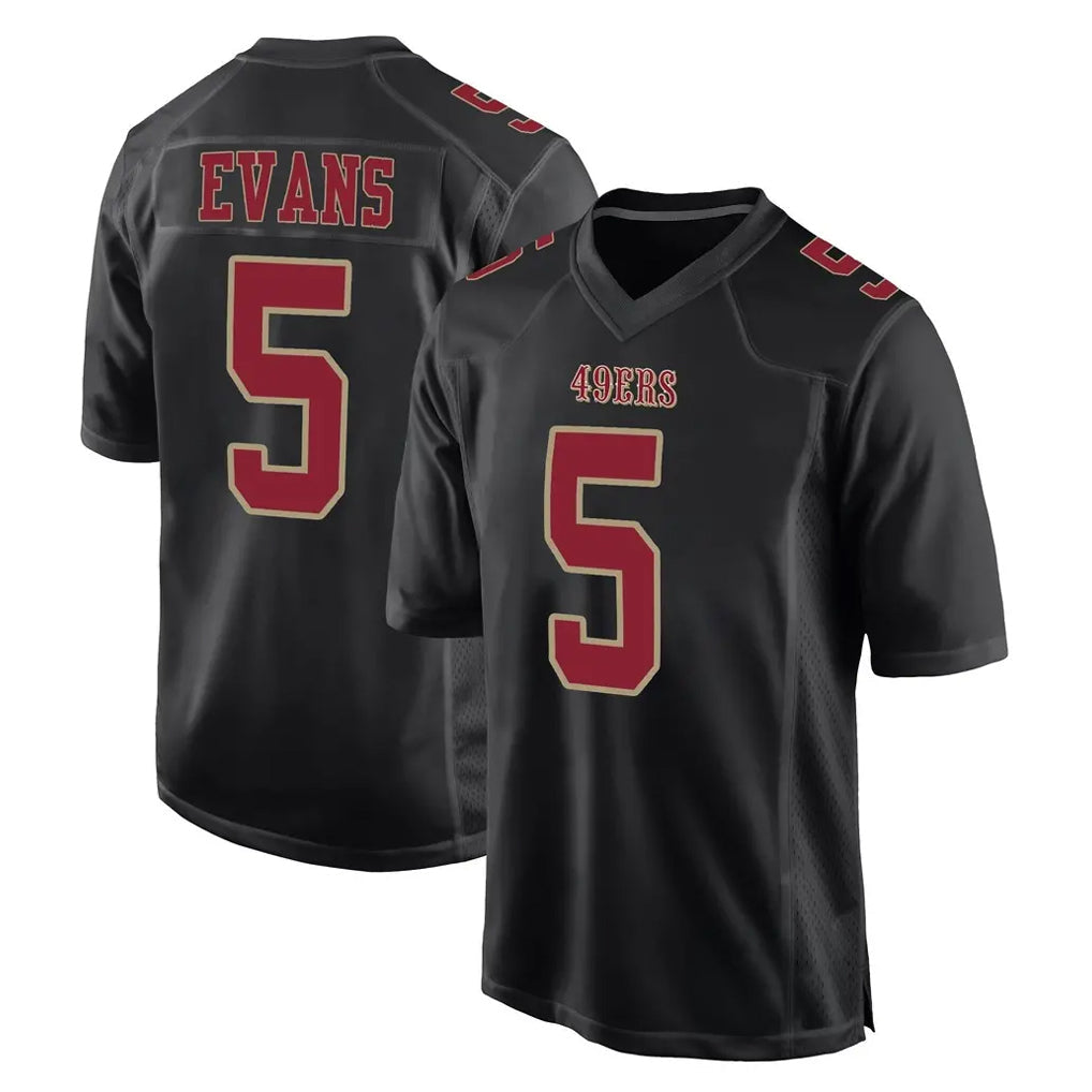 Tuec SF.49ers #5 Mike Evans Player Black Fashion Home Game Stitched Jerseys