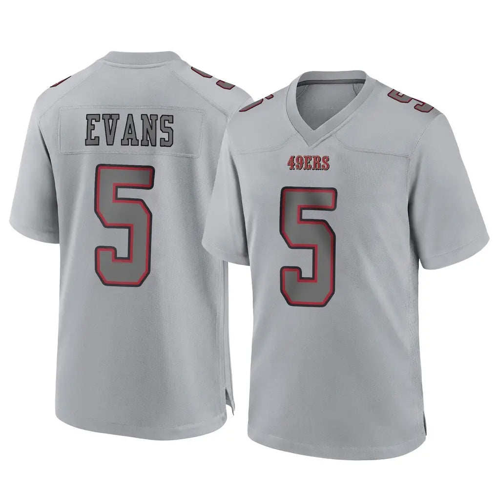 Tuec SF.49ers #5 Mike Evans Player Gray Atmosphere Fashion Home Game Stitched Jerseys