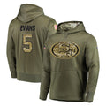 Tuec SF.49ers #5 Mike Evans Player Olive Salute to Service Pullover Hoodie Home Game Stitched Jerseys