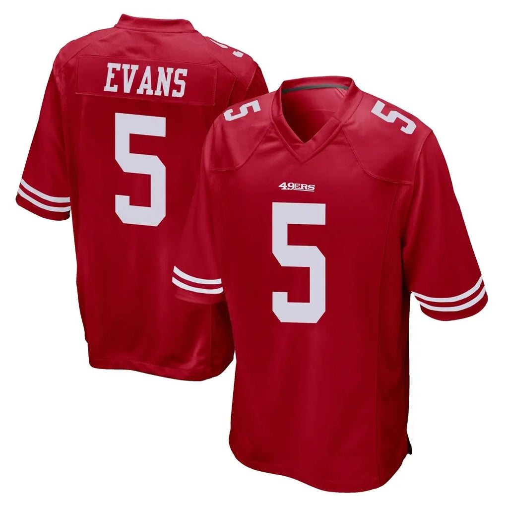 Tuec SF.49ers #5 Mike Evans Player Red Home Game Stitched Jerseys