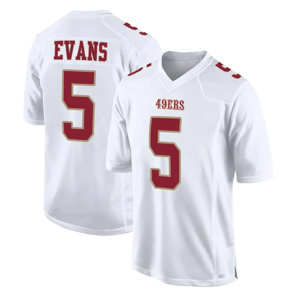 Tuec SF.49ers #5 Mike Evans Player White Fashion Home Game Stitched Jerseys