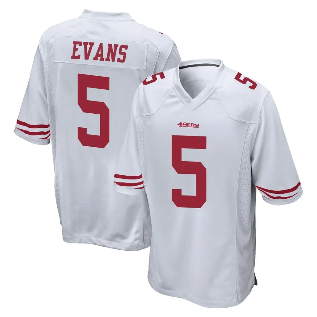 Tuec SF.49ers #5 Mike Evans Player White Home Game Stitched Jerseys