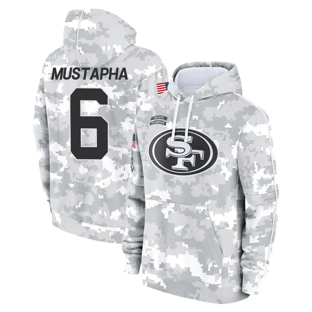 Tuec SF.49ers #6 Malik Mustapha Player Arctic Camo Limited Salute to Service Pullover Hoodies Game Stitched Jerseys