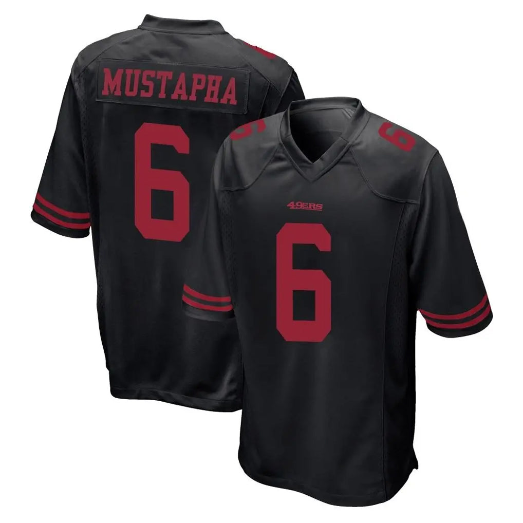 Tuec SF.49ers #6 Malik Mustapha Player Black Alternate Home Game Stitched Jerseys