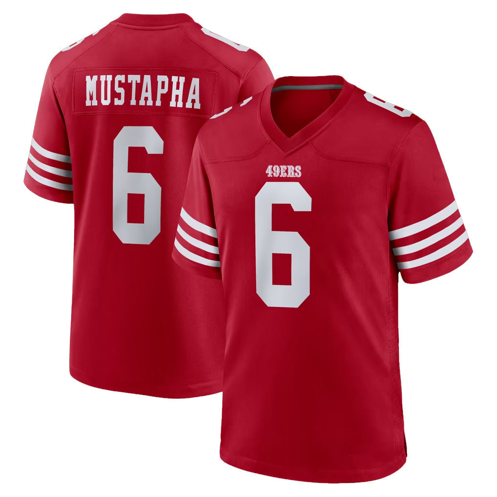 Tuec SF.49ers #6 Malik Mustapha Player Red Game Home Stitched Jerseys