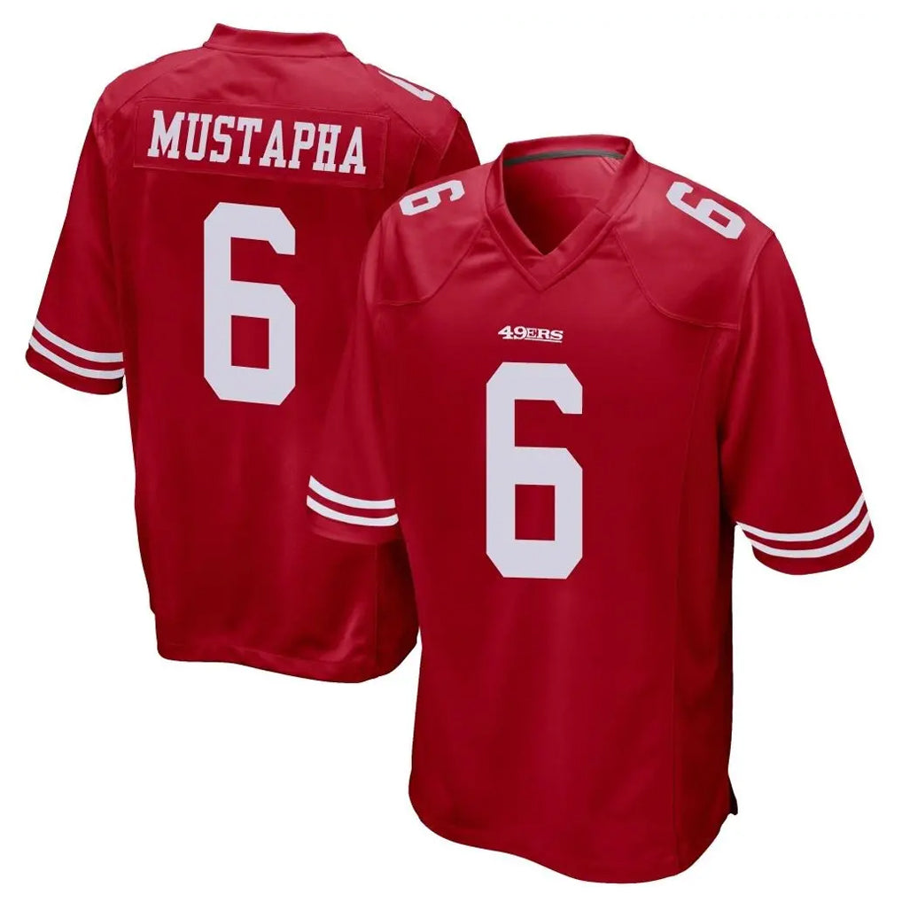 Tuec SF.49ers #6 Malik Mustapha Player Red Home Game Stitched Jerseys