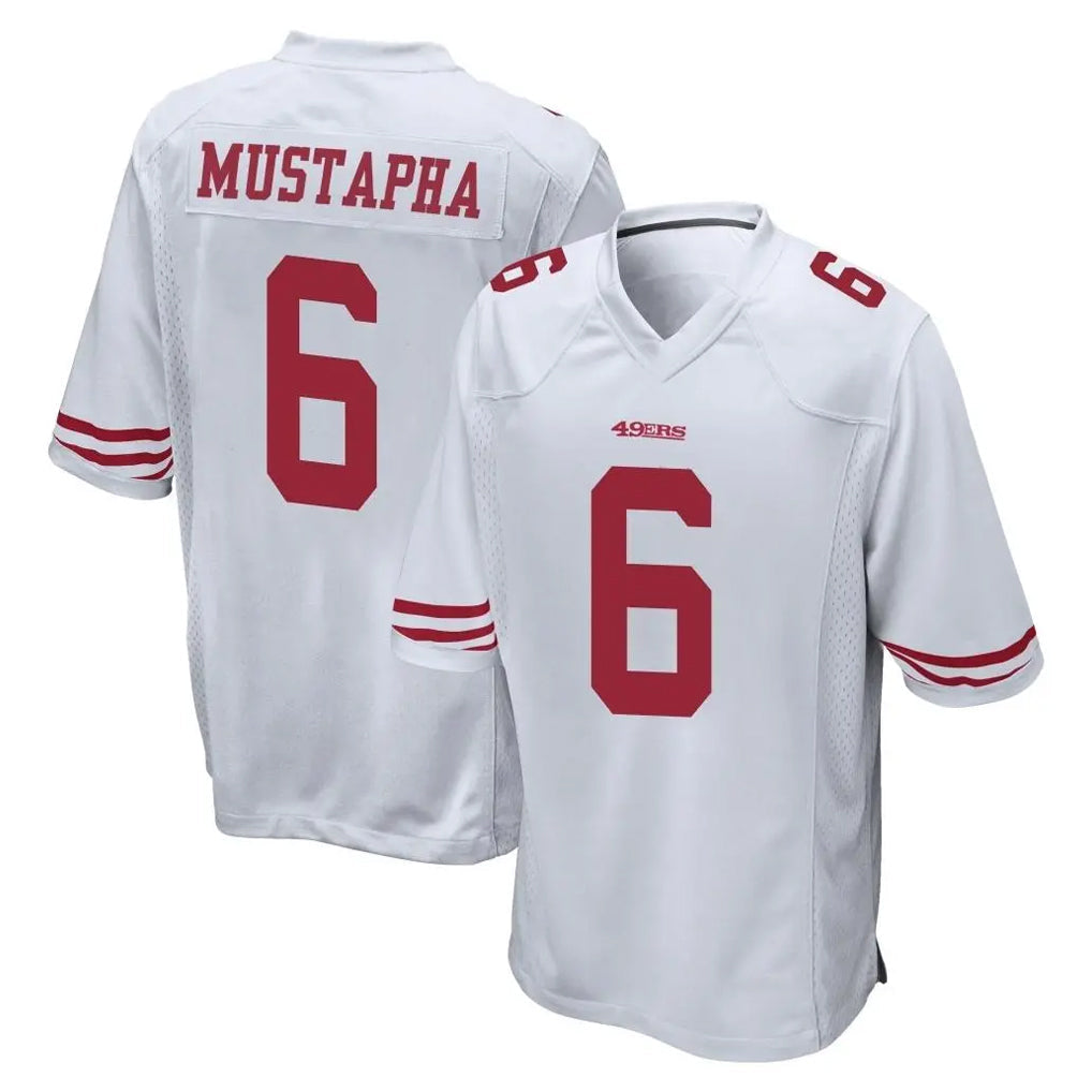 Tuec SF.49ers #6 Malik Mustapha Player White Home Game Stitched Jerseys