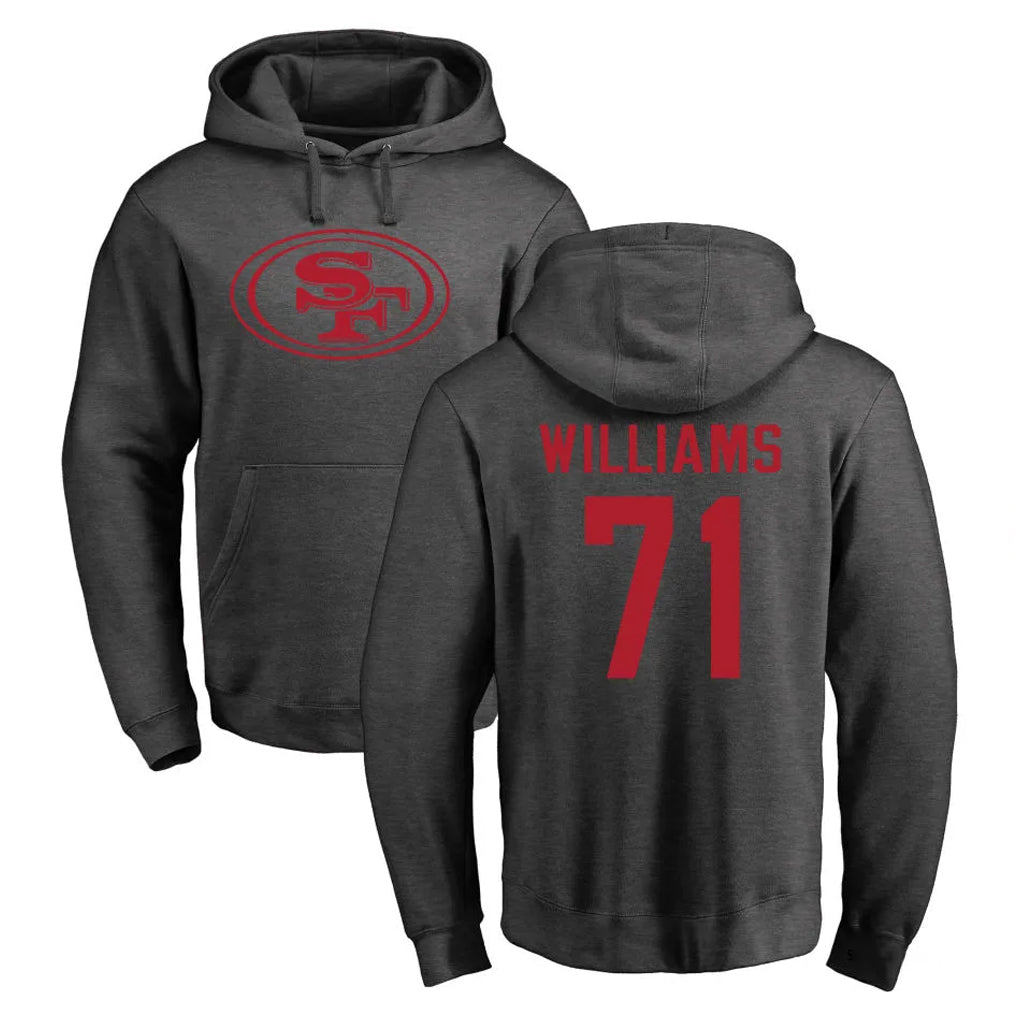 Tuec SF.49ers #71 Trent Williams Player Anthracite Pullover Hoodies Home Game Stitched Jerseys
