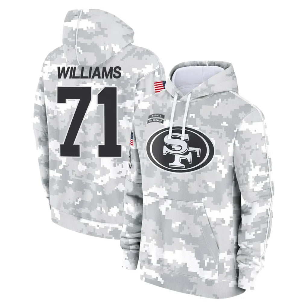 Tuec SF.49ers #71 Trent Williams Player Arctic Camo Limited Salute to Service Pullover Hoodies Game Stitched Jerseys