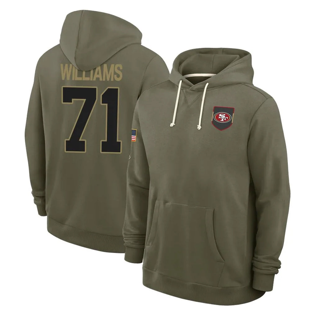 Tuec SF.49ers #71 Trent Williams Player Olive Salute to Service Pullover Hoodies Limited Stitched Jerseys