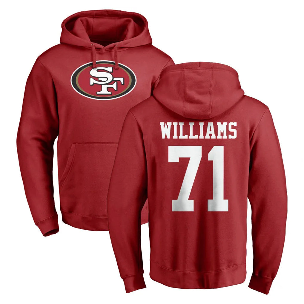 Tuec SF.49ers #71 Trent Williams Player Red LOGO Pullover Hoodies Home Game Stitched Jerseys