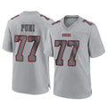 Tuec SF.49ers #77 Dominick Puni Player Gray Atmosphere Fashion Home Game Stitched Jerseys