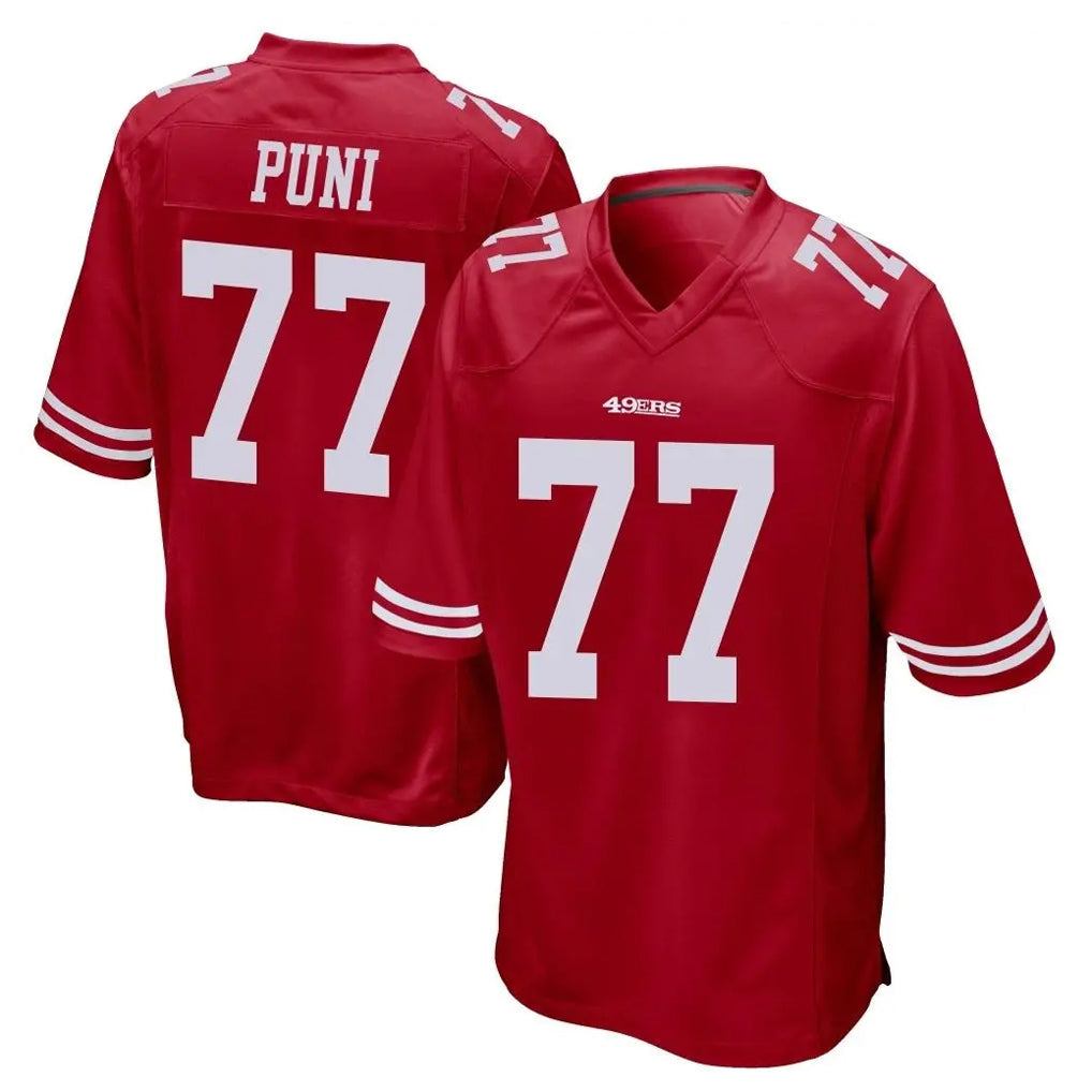 Tuec SF.49ers #77 Dominick Puni Player Red Home Game Stitched Jerseys
