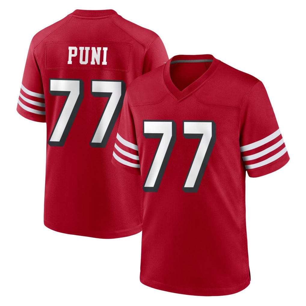 Tuec SF.49ers #77 Dominick Puni Player Red Limited Alternate Home Game Stitched Jerseys
