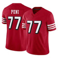 Tuec SF.49ers #77 Dominick Puni Player Red Limited Alternate Vapor F.U.S.E. Home Game Stitched Jerseys