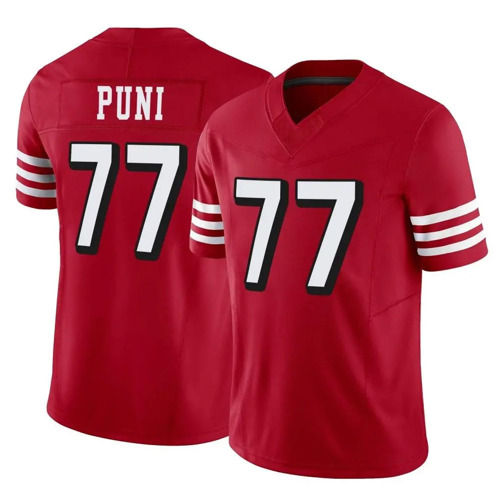 Tuec SF.49ers #77 Dominick Puni Player Red Limited Alternate Vapor F.U.S.E. Home Game Stitched Jerseys