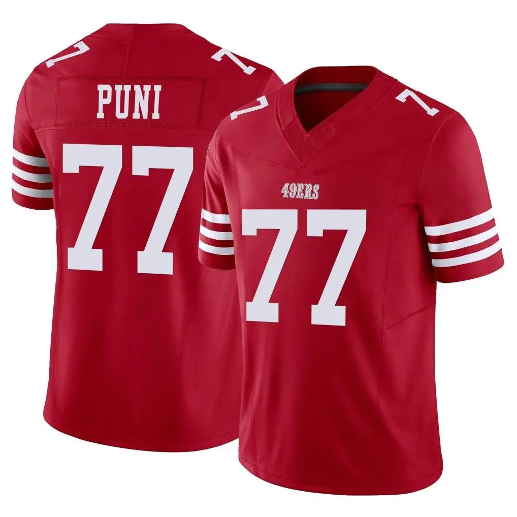 Tuec SF.49ers #77 Dominick Puni Player Red Limited Vapor F.U.S.E. Home Game Stitched Jerseys