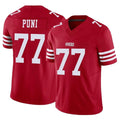 Tuec SF.49ers #77 Dominick Puni Player Red Limited Vapor F.U.S.E. Home Game Stitched Jerseys