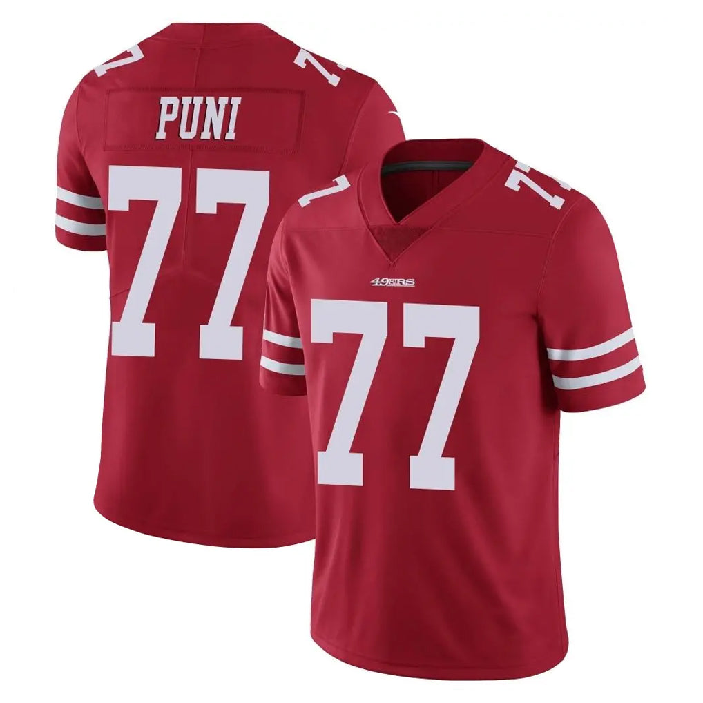 Tuec SF.49ers #77 Dominick Puni Player Red Limited Vapor Untouchable Home Game Stitched Jerseys