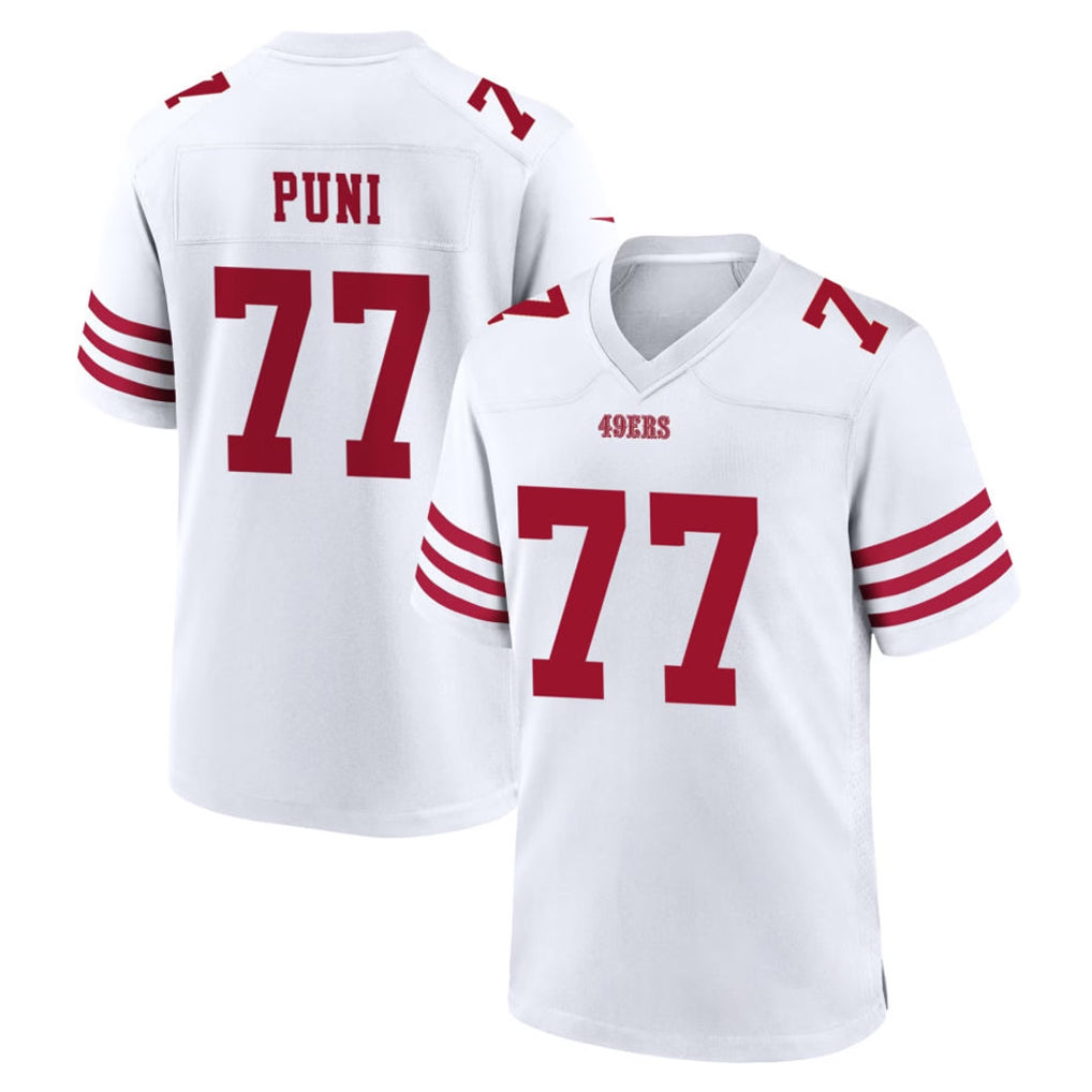 Tuec SF.49ers #77 Dominick Puni Player White Game Home Stitched Jerseys