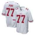 Tuec SF.49ers #77 Dominick Puni Player White Home Game Stitched Jerseys