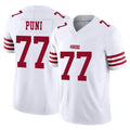 Tuec SF.49ers #77 Dominick Puni Player White Limited Vapor F.U.S.E. Home Game Stitched Jerseys