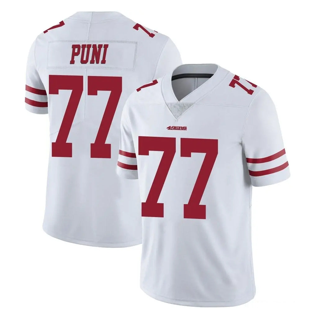 Tuec SF.49ers #77 Dominick Puni Player White Limited Vapor Untouchable Home Game Stitched Jerseys