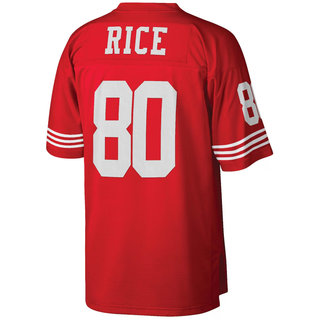 Tuec SF.49ers #80 Jerry Rice Mitchell & Ness Scarlet Big & Tall 1990 Retired Player Replica Stitched Puhic Jersey