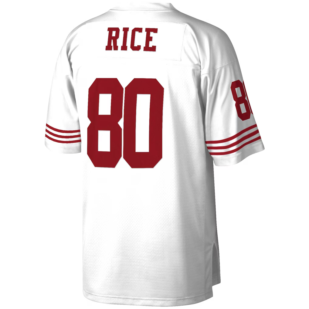 Tuec SF.49ers #80 Jerry Rice Mitchell & Ness White Legacy Replica Stitched Puhic  Jersey