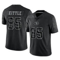 Tuec SF.49ers #85 George Kittle Player Black Limited Reflective Home Game Stitched Jerseys