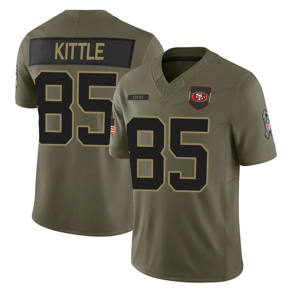 Tuec SF.49ers #85 George Kittle Player Olive 2025 Salute To Service Limited Home Game Stitched Jerseys