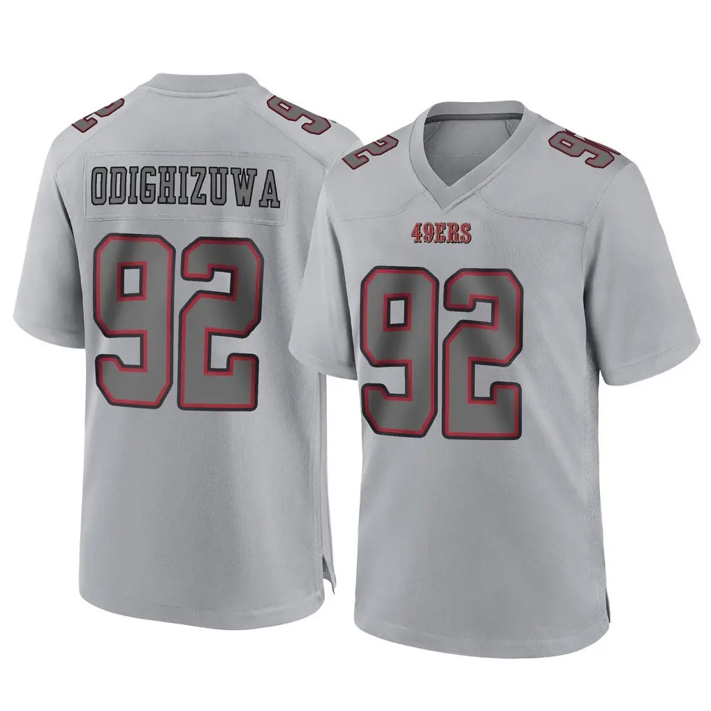 Tuec SF.49ers #92 Osa Odighizuwa Player Gray Atmosphere Fashion Home Game Stitched Jerseys