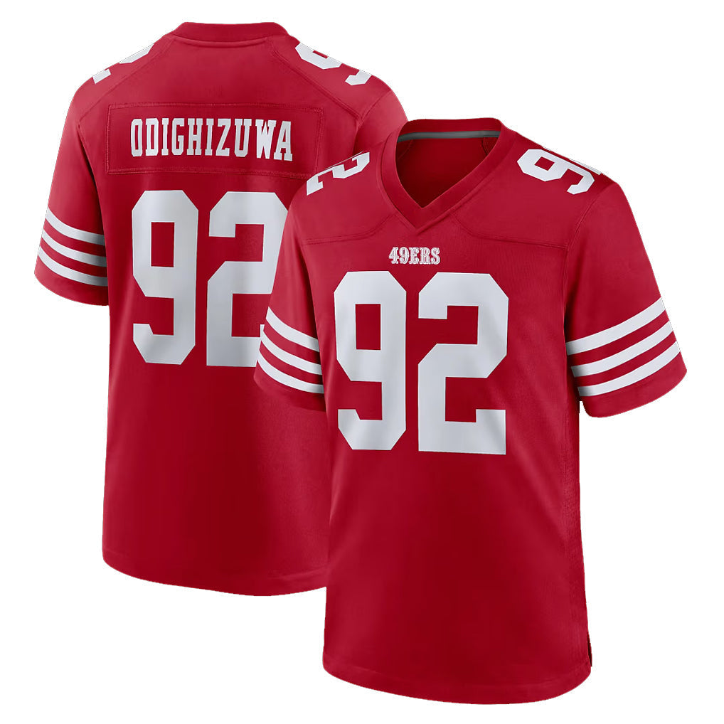 Tuec SF.49ers #92 Osa Odighizuwa Player Red Game Home Stitched Jerseys