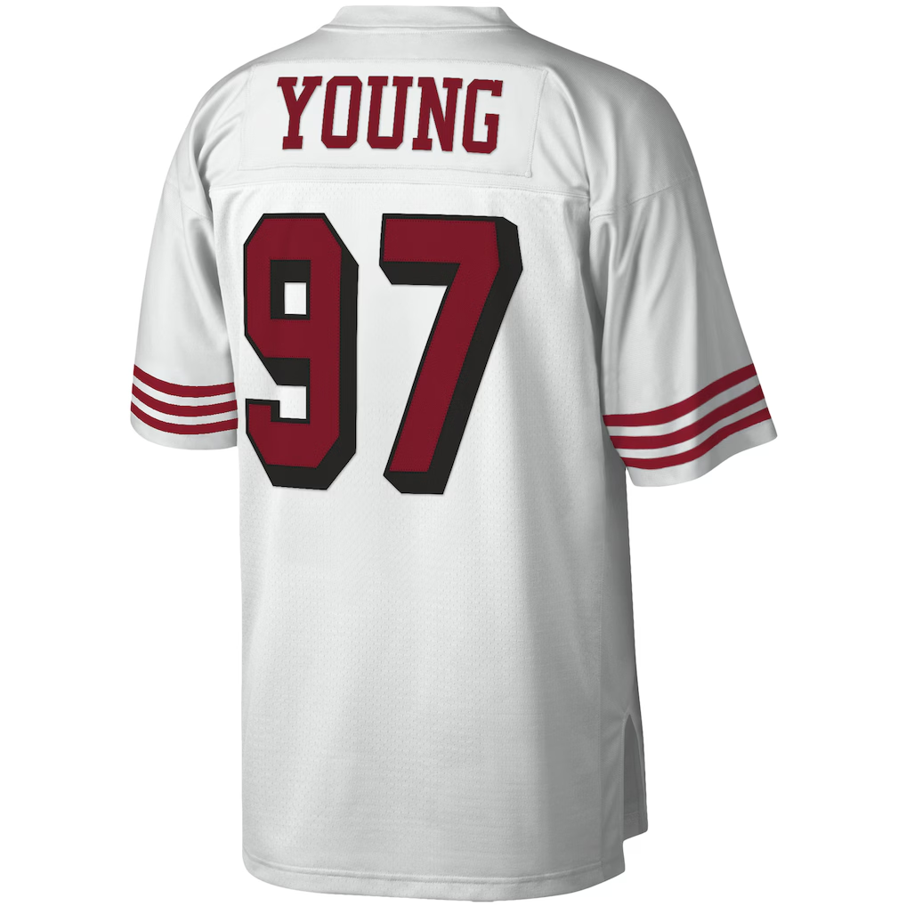 Tuec SF.49ers #97 Bryant Young Mitchell & Ness White Legacy Replica Stitched Puhic Jersey