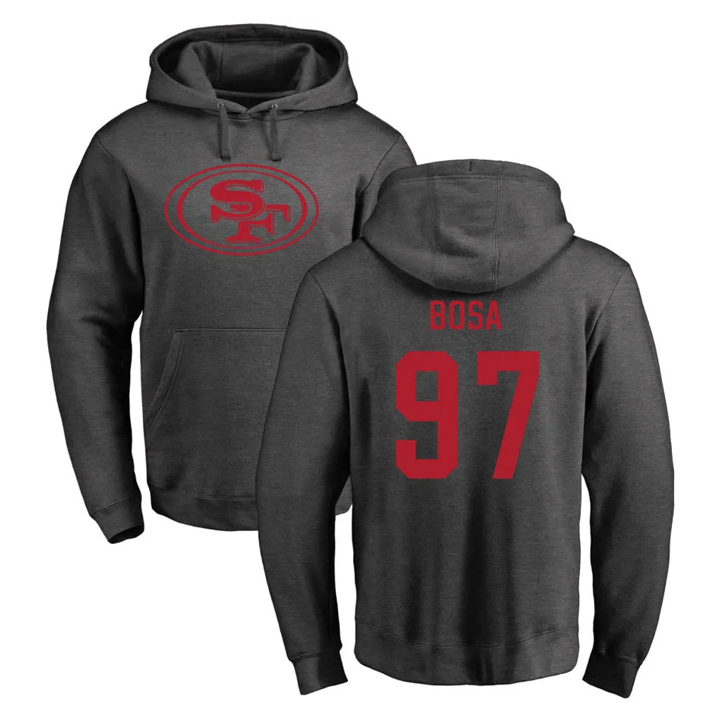 Tuec SF.49ers #97 Nick Bosa Player Anthracite Pullover Hoodies Home Game Stitched Jerseys
