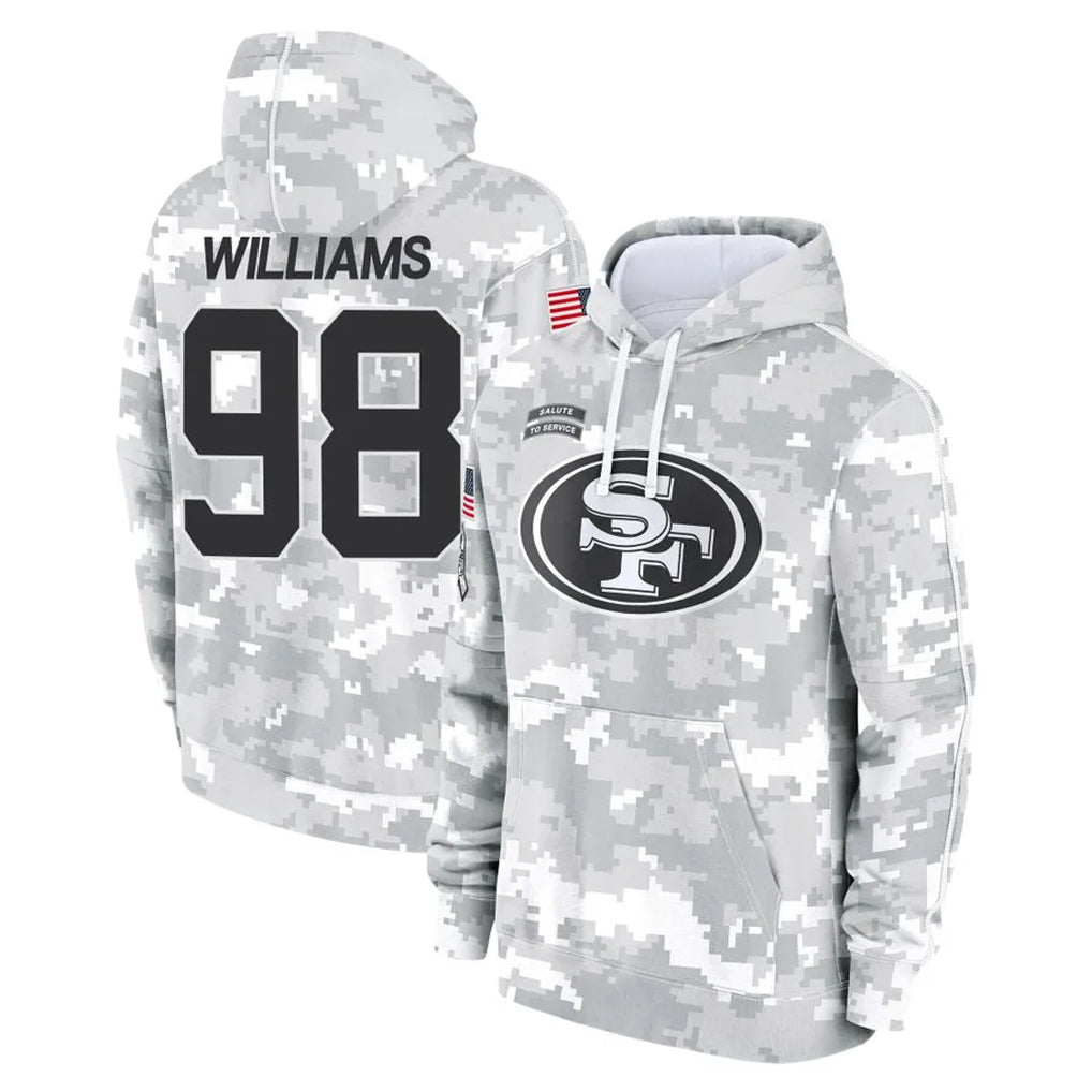 Tuec SF.49ers #98 Mykel Williams Player Arctic Camo Limited Salute to Service Pullover Hoodies Game Stitched Jerseys